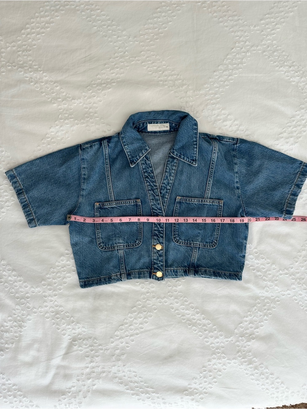 Zara Cropped Denim Shirt - Picture 6 of 11